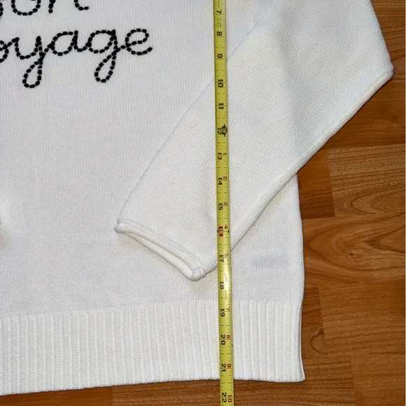 Workshop Republic Clothing Women Sz S ‘Bon Voyage’ White Cotton Knit Sweater New - Picture 8 of 16
